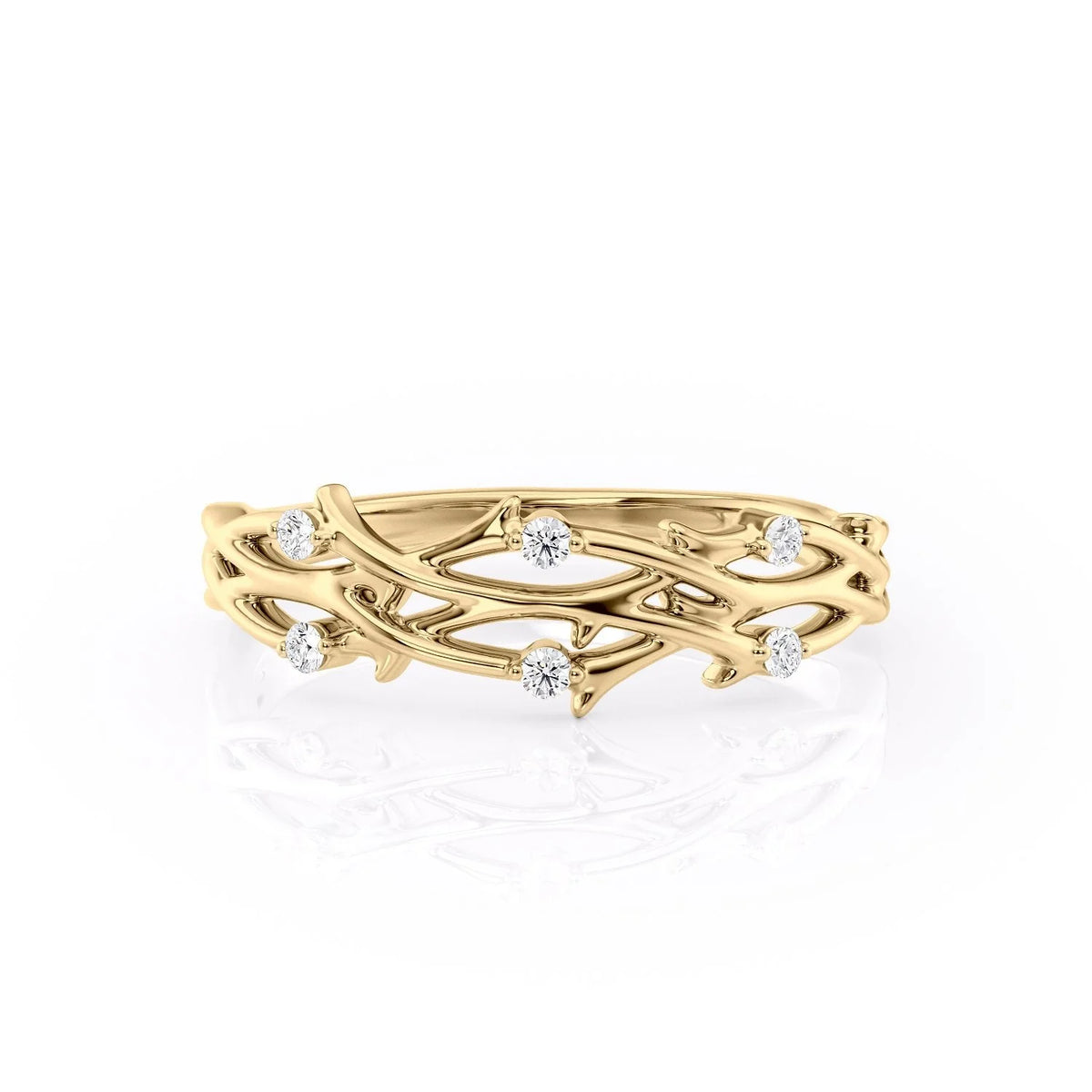 0.08 CT Round Shaped Twig Moissanite Wedding Band