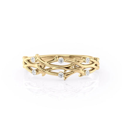 0.08 CT Round Shaped Twig Moissanite Wedding Band