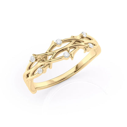 0.08 CT Round Shaped Twig Moissanite Wedding Band