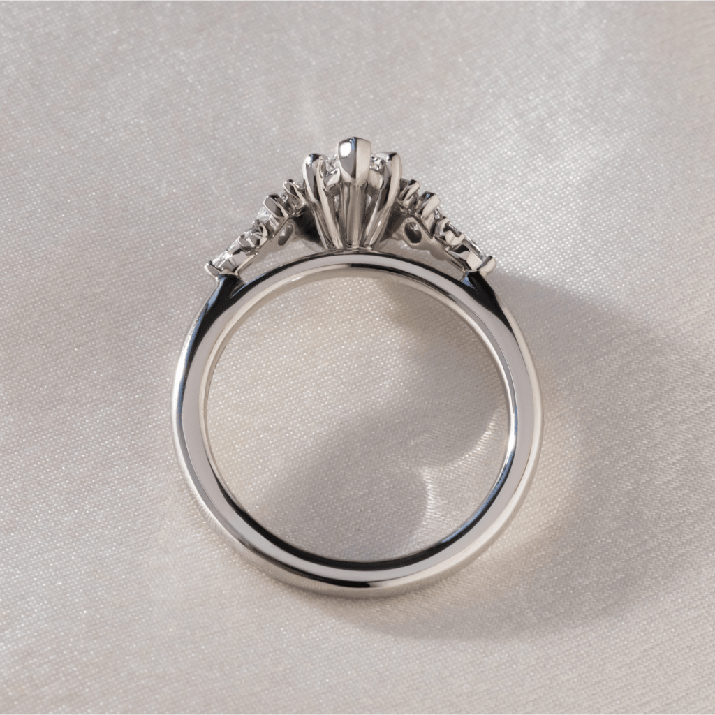 Marquise Shaped Three Stone Lab Grown Diamond Engagement Ring