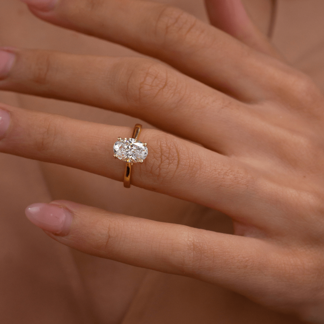 Marquise Shaped Three Stone Lab Grown Diamond Engagement Ring