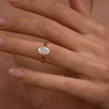 Marquise Shaped Three Stone Lab Grown Diamond Engagement Ring