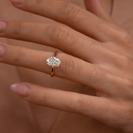 Marquise Shaped Three Stone Lab Grown Diamond Engagement Ring