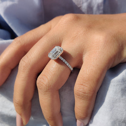 Emerald Cut Halo Ring