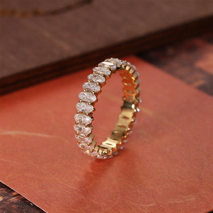 Stunning 1.2 CT Oval Moissanite Stones Full Eternity Wedding Bands 1