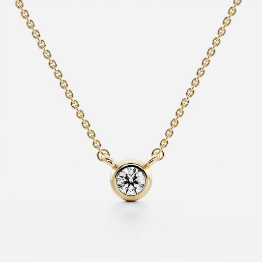 0.50 CT Round Moissanite Diamond Bezel Pendant Necklace in Solid Gold 1