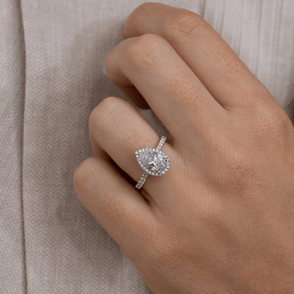 Marquise Shaped Three Stone Lab Grown Diamond Engagement Ring