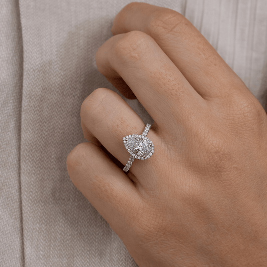 Marquise Shaped Three Stone Lab Grown Diamond Engagement Ring