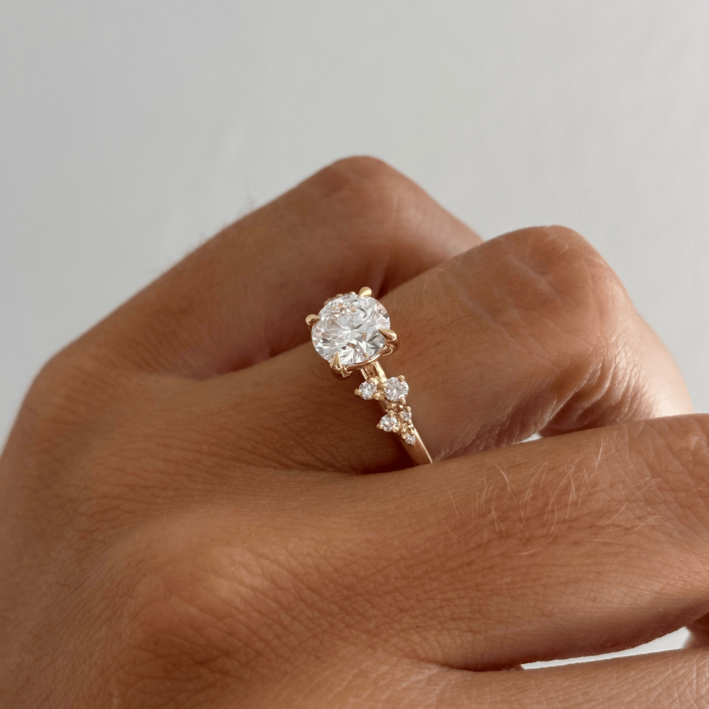Marquise Shaped Three Stone Lab Grown Diamond Engagement Ring
