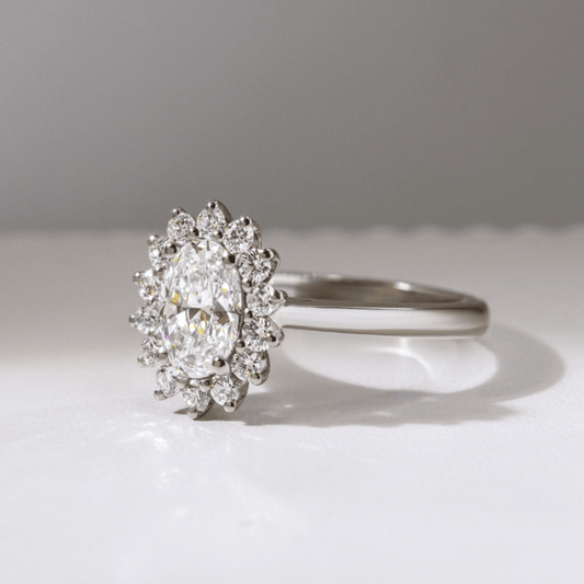 Marquise Shaped Three Stone Lab Grown Diamond Engagement Ring