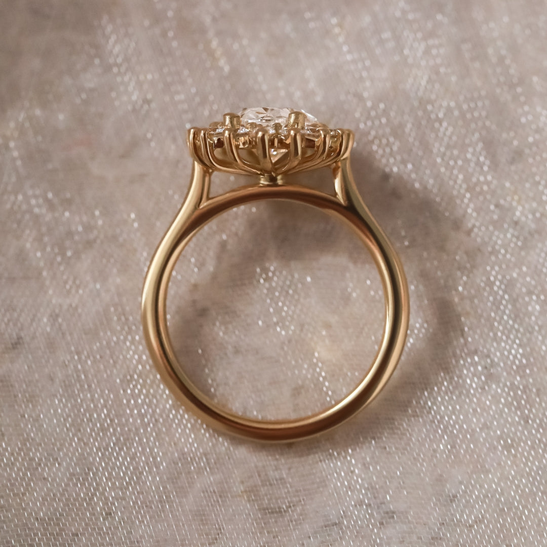 Marquise Shaped Three Stone Lab Grown Diamond Engagement Ring