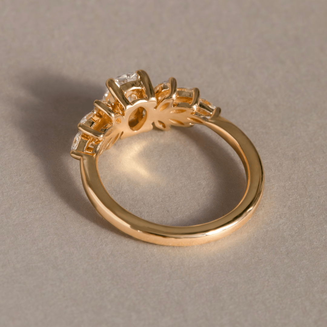 Marquise Shaped Three Stone Lab Grown Diamond Engagement Ring