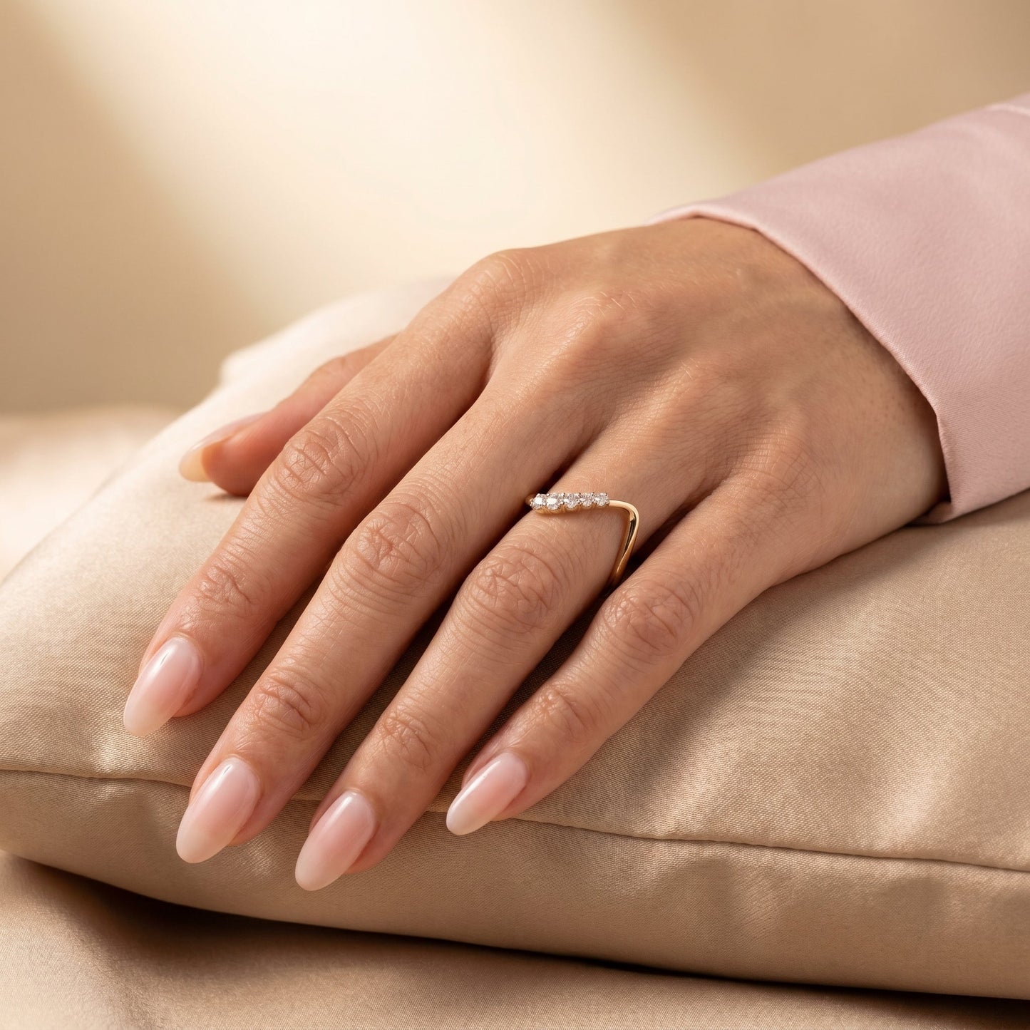 0.13 TCW Round Twisted Moissanite Wedding Band