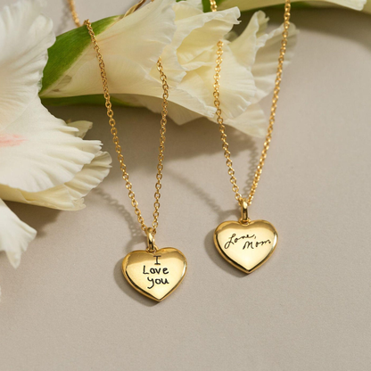 Handwriting Heart Charm Necklace