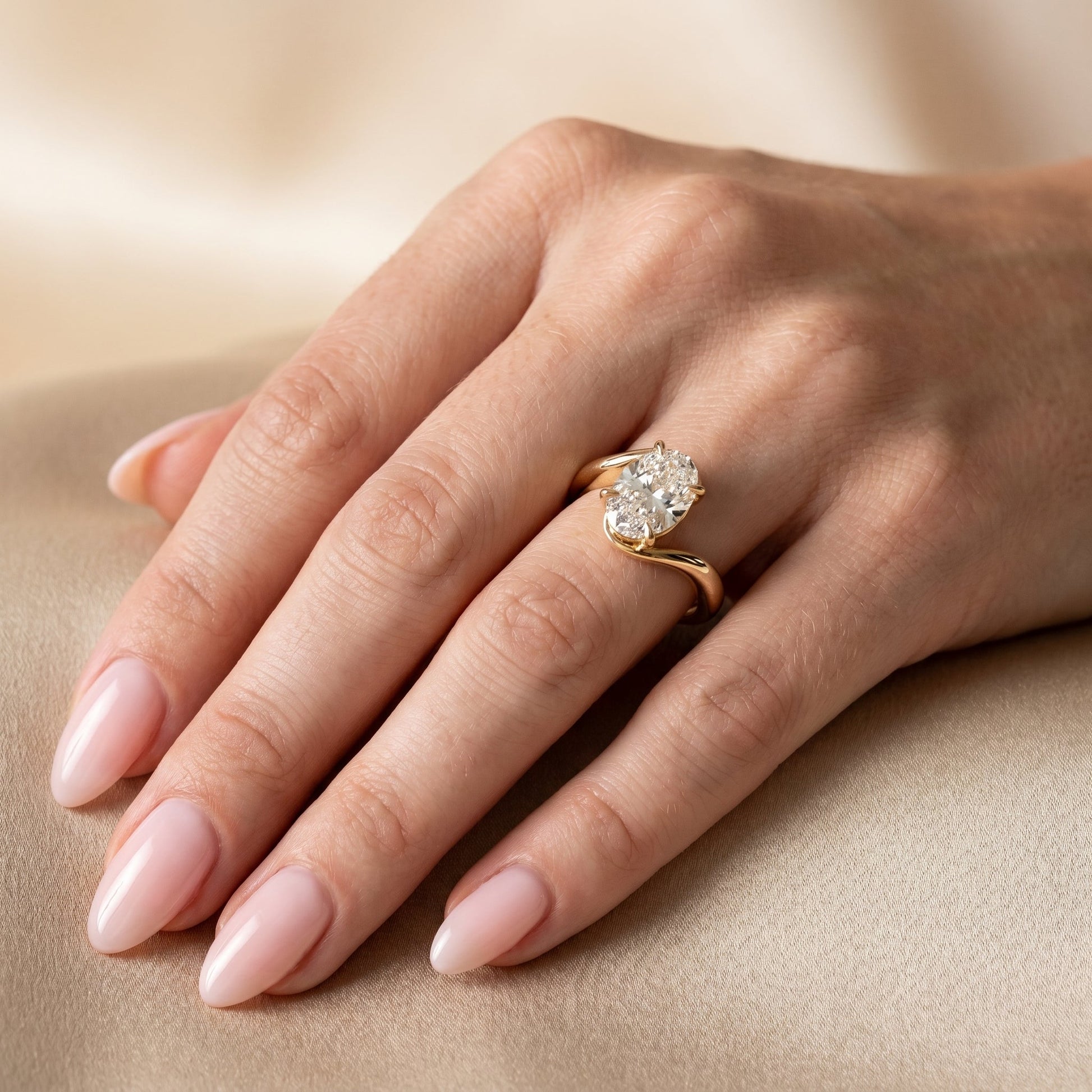 Oval Solitaire Engagement Ring – 2 CT Moissanite Diamond
