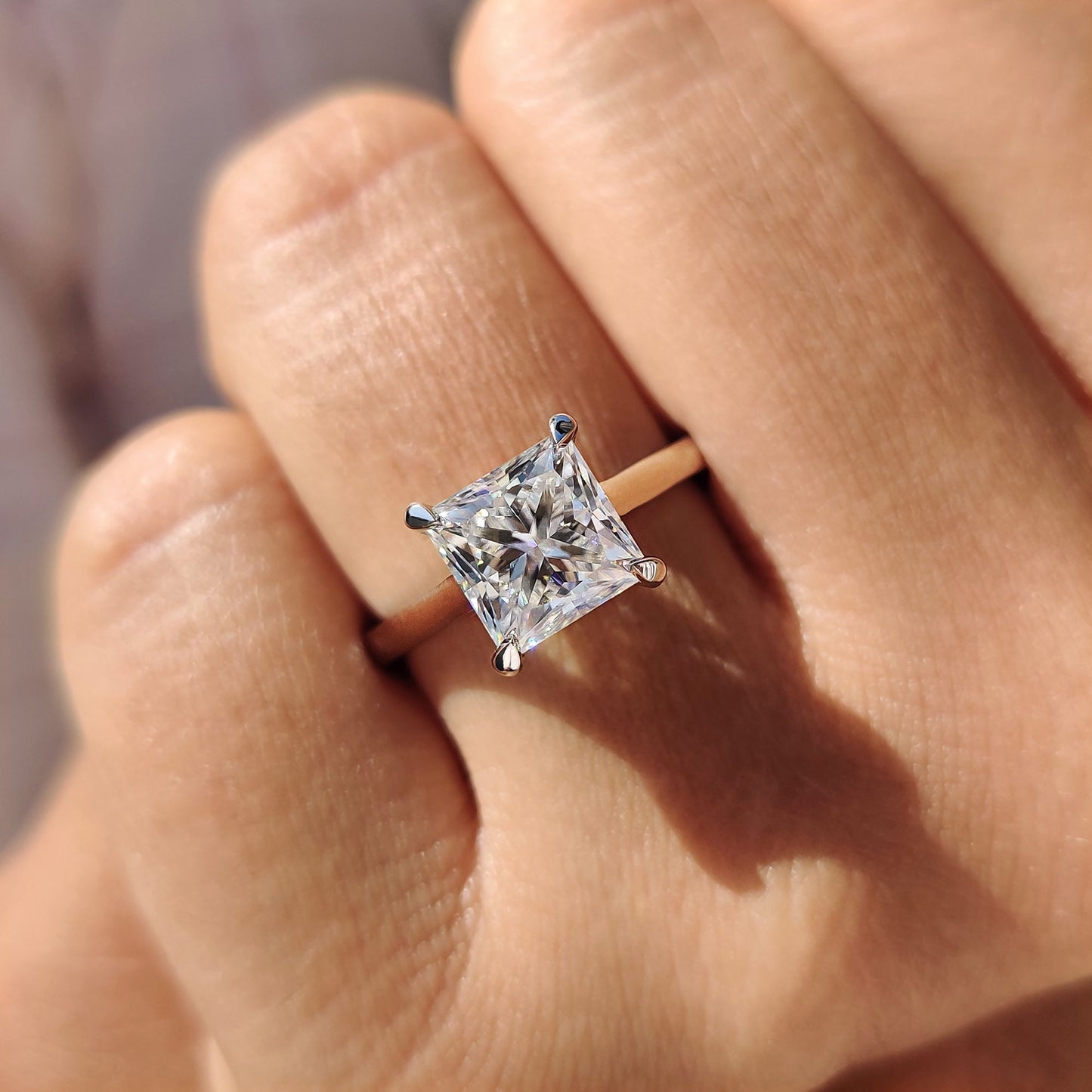 Princess Cut Moissanite Solitaire Ring