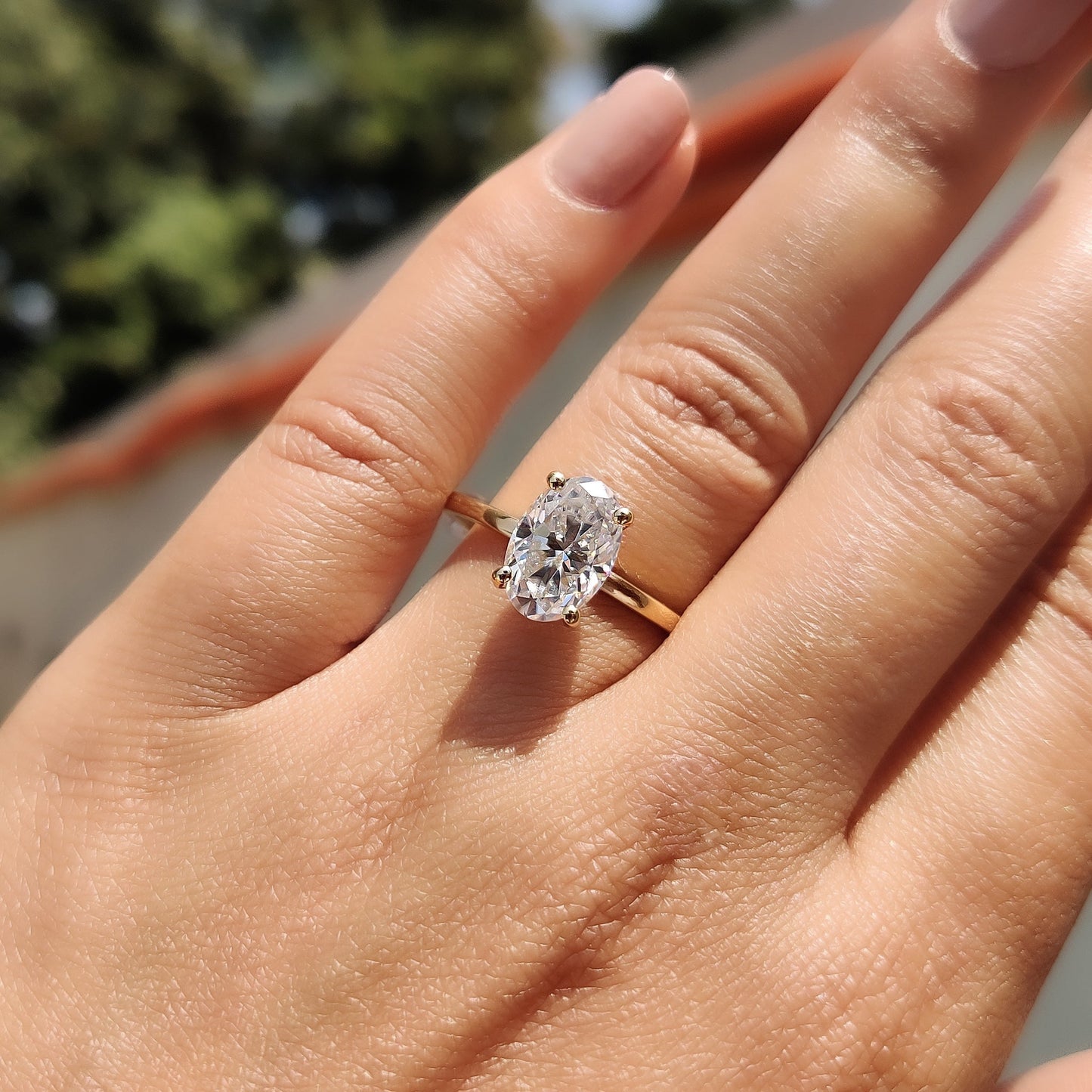 Oval Moissanite Engagement Ring With Hidden Halo Style