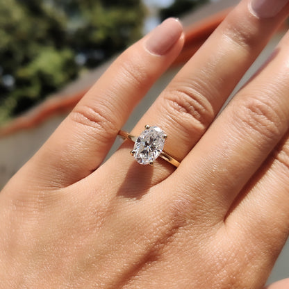 Oval Moissanite Engagement Ring With Hidden Halo Style