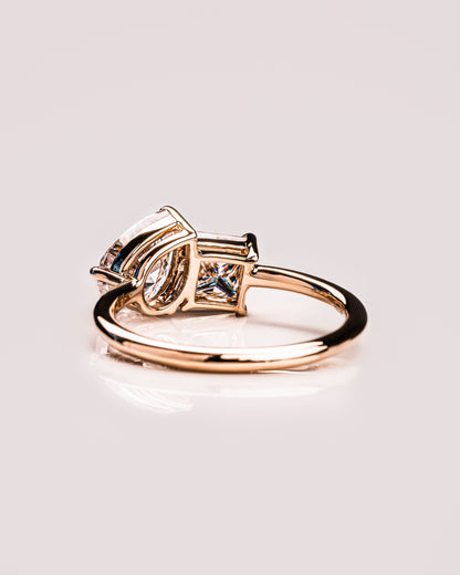 1.95 CT Pear & Princess Cut Two Stone Moissanite Engagement Ring