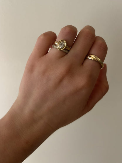 Marquise Shaped Three Stone Lab Grown Diamond Engagement Ring