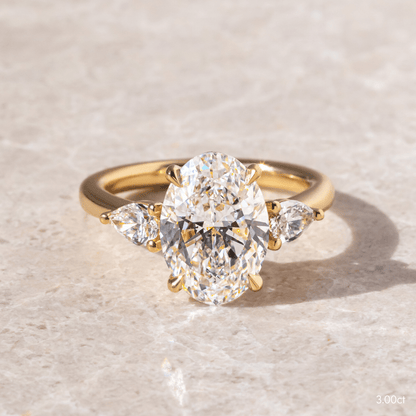 Marquise Shaped Three Stone Lab Grown Diamond Engagement Ring