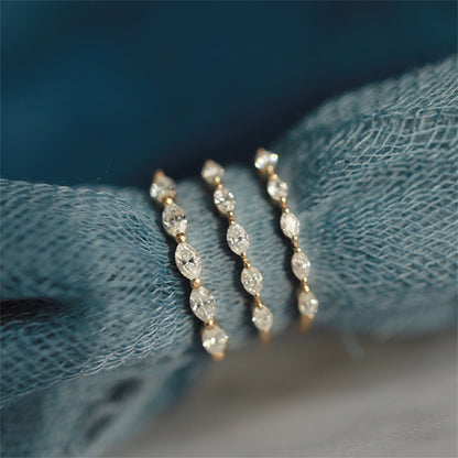 0.2 TCW Marquise Cut Moissanite Bridal Wedding Band With Pave Accents 4