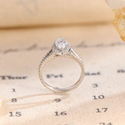 Stunning 1.0 CT Marquise Cut Moissanite Engagement Ring with Halo Split Shank Pave Design 6