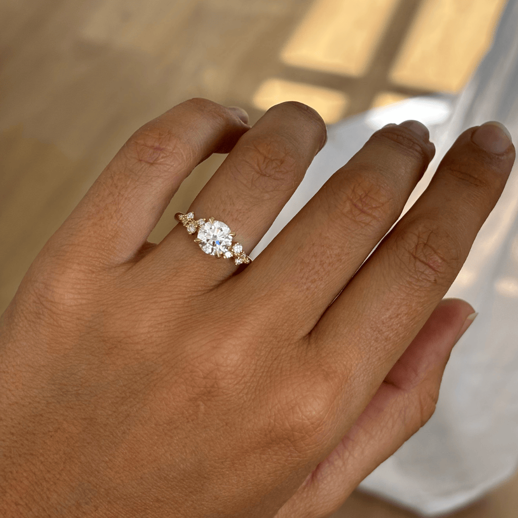 Marquise Shaped Three Stone Lab Grown Diamond Engagement Ring