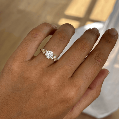 Marquise Shaped Three Stone Lab Grown Diamond Engagement Ring