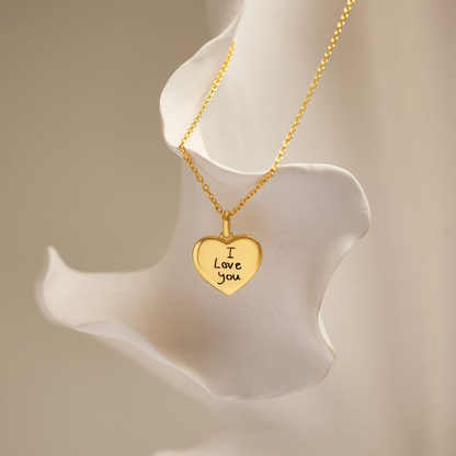 Handwriting Heart Charm Necklace
