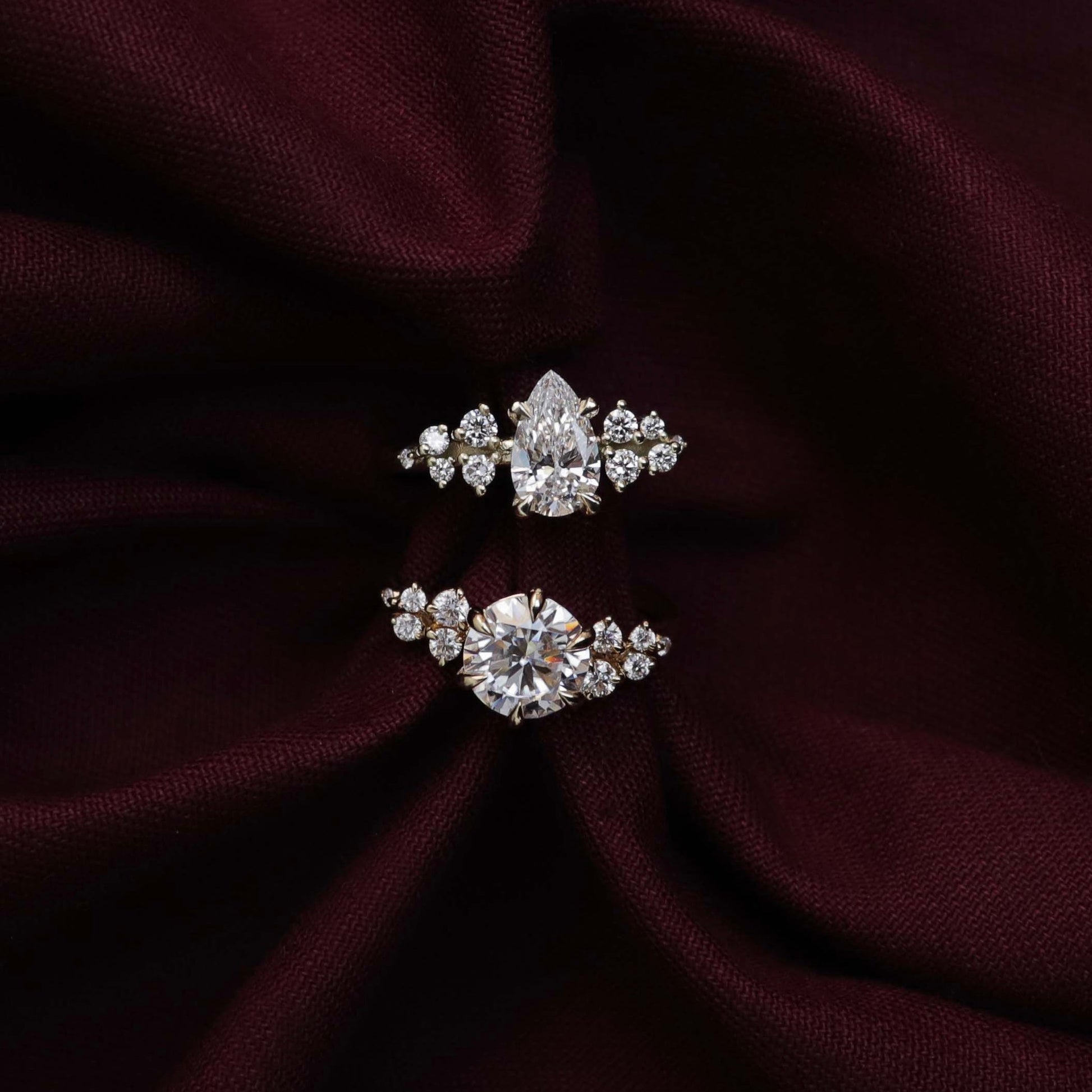 Stunning 1.0-3.0 CT Round Moissanite Engagement Ring with Cluster Pave Design