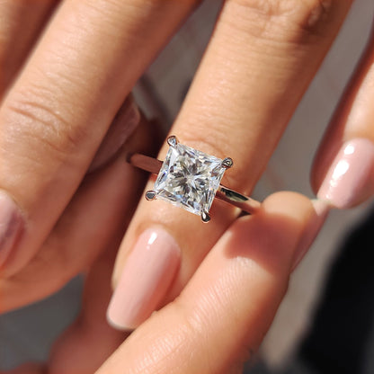 Princess Cut Moissanite Solitaire Ring