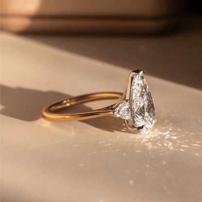 Marquise Shaped Three Stone Lab Grown Diamond Engagement Ring