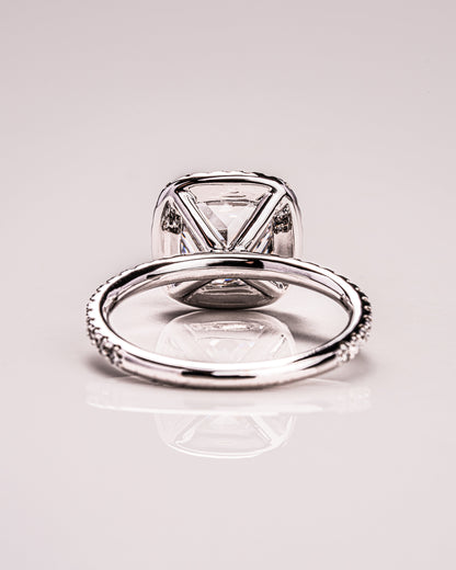 1.80 CT Cushion Cut Halo Moissanite Engagement Ring With Pave Setting
