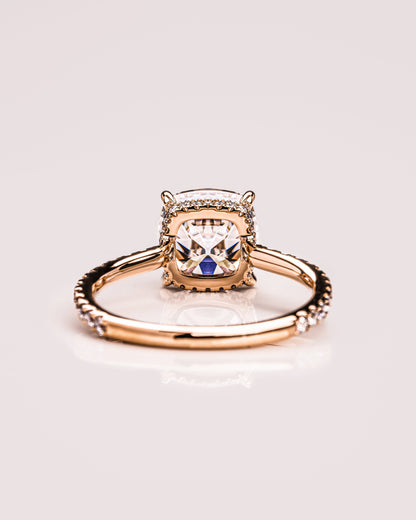 1.74 CT Cushion Pave Moissanite Engagement Ring