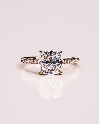 1.74 CT Cushion Pave Moissanite Engagement Ring