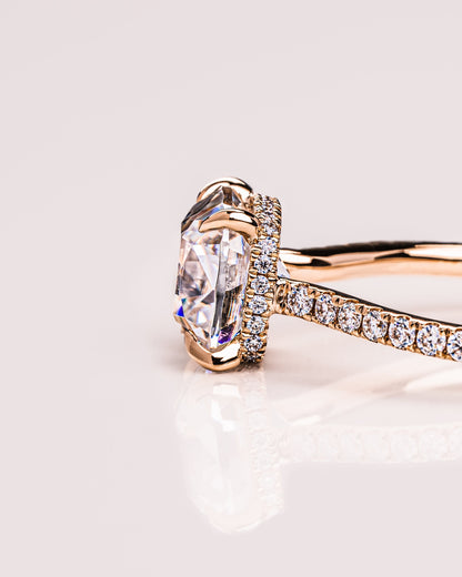 1.74 CT Cushion Pave Moissanite Engagement Ring