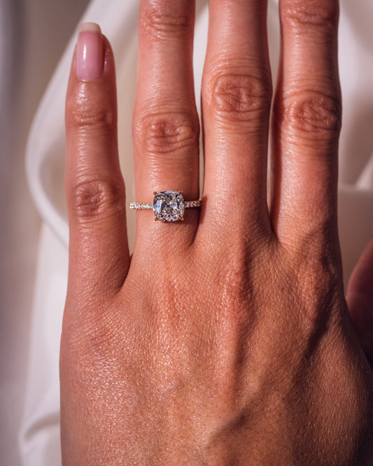 1.74 CT Cushion Pave Moissanite Engagement Ring