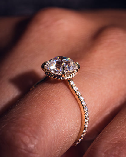 1.74 CT Cushion Pave Moissanite Engagement Ring