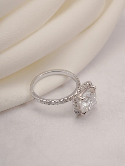 Stunning 1.0 - 2.0 CT Cushion Moissanite Engagement Ring with Pave & Halo Design 9
