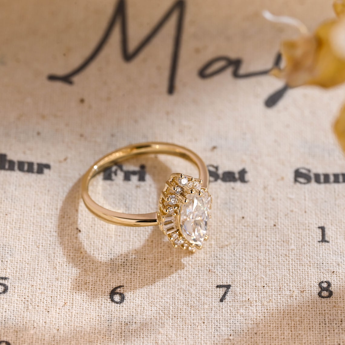 Stunning 1.0 CT Marquise Cut Engagement Ring with Ballerina Design