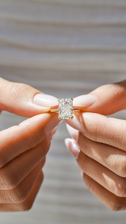 Marquise Shaped Three Stone Lab Grown Diamond Engagement Ring