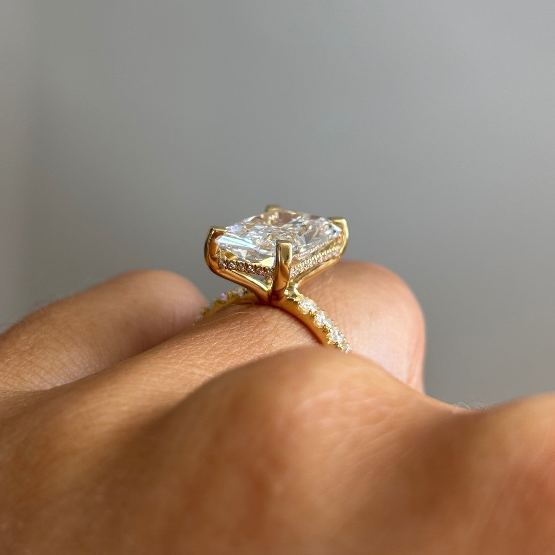 Marquise Shaped Three Stone Lab Grown Diamond Engagement Ring