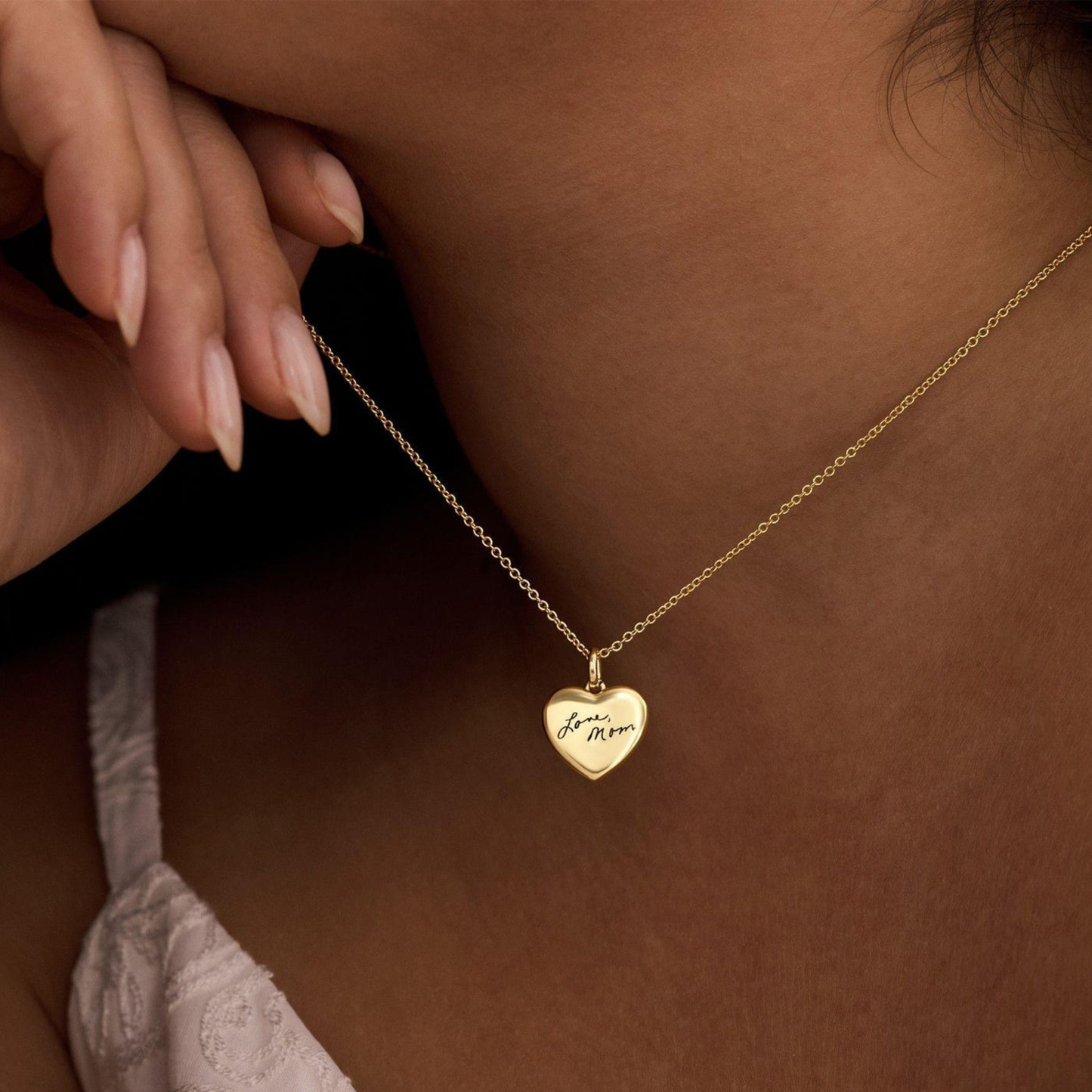 Handwriting Heart Charm Necklace