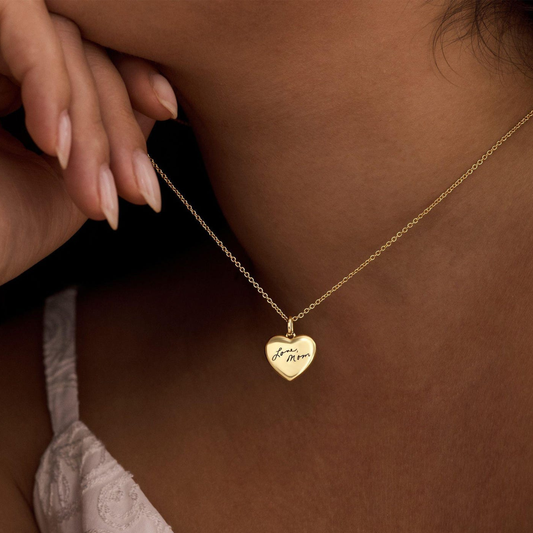Handwriting Heart Charm Necklace