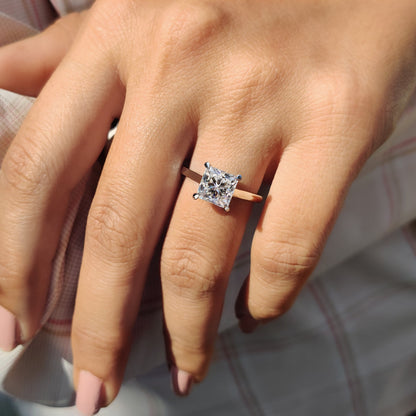 Princess Cut Moissanite Solitaire Ring