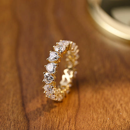 Stunning 0.7 CT Heart Moissanite Stones Full Eternity Wedding Band 8