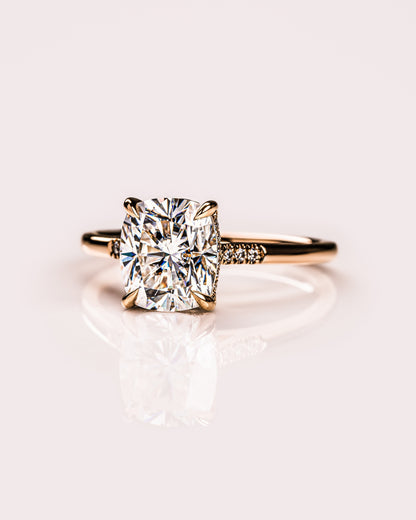 1.49 CT Cushion Cut Hidden Halo Moissanite Engagement Ring