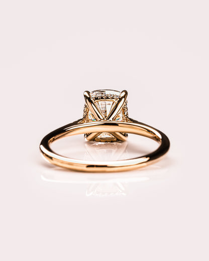 1.49 CT Cushion Cut Hidden Halo Moissanite Engagement Ring