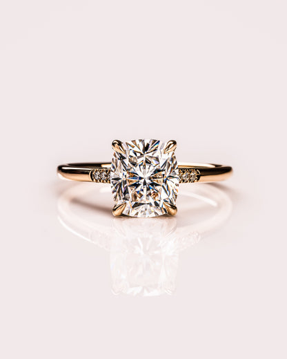 1.49 CT Cushion Cut Hidden Halo Moissanite Engagement Ring